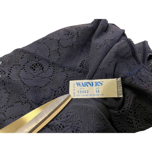 Vintage Warners Lace Slip/Nightgown Womens 36 Used Blue Purple 80s - Picture 9 of 13